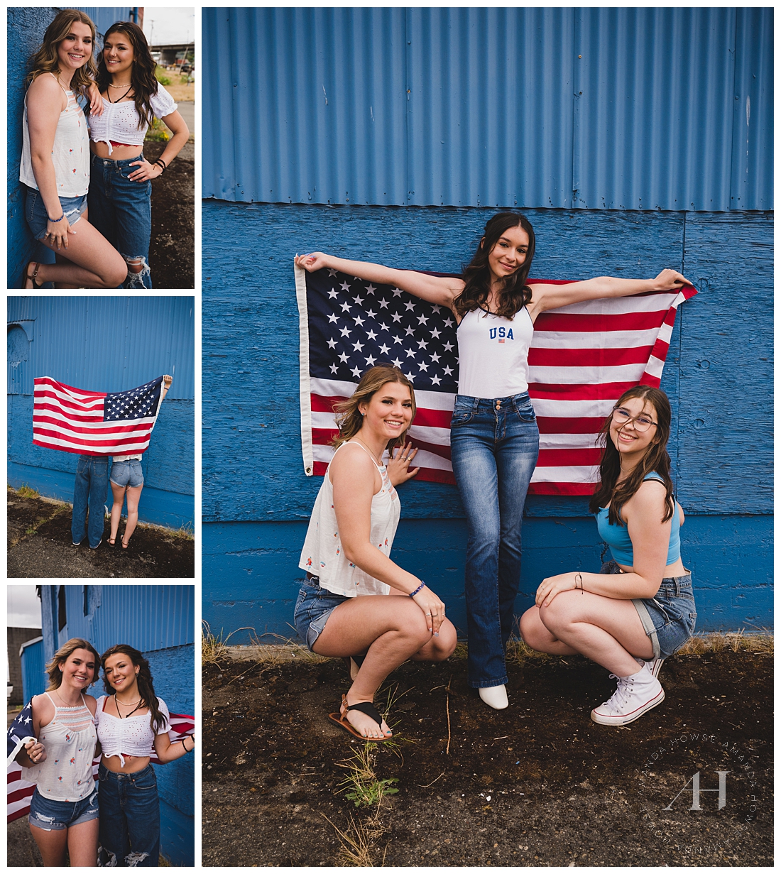 USA High School Portraits | Bright Blue Background Wall | Photographed by the Best Tacoma, Washington Senior Photographer Amanda Howse Photography