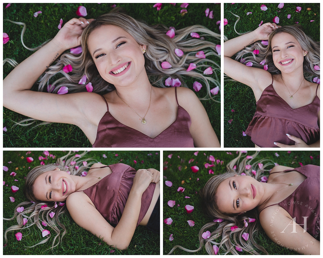 Fun Photoshoot Ideas For High School Girls | Petals in Hair | Photographed by the Best Tacoma, Washington Senior Photographer Amanda Howse Photography