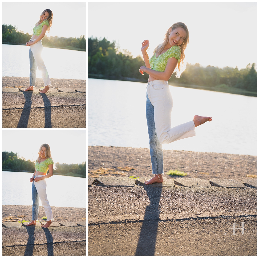 Barefoot and Blue Jeans Senior Pictures | Cute 2-Tone Jeans, Top Outfit Ideas For Senior Girls | Photographed by the Best Tacoma, Washington Senior Photographer Amanda Howse Photography