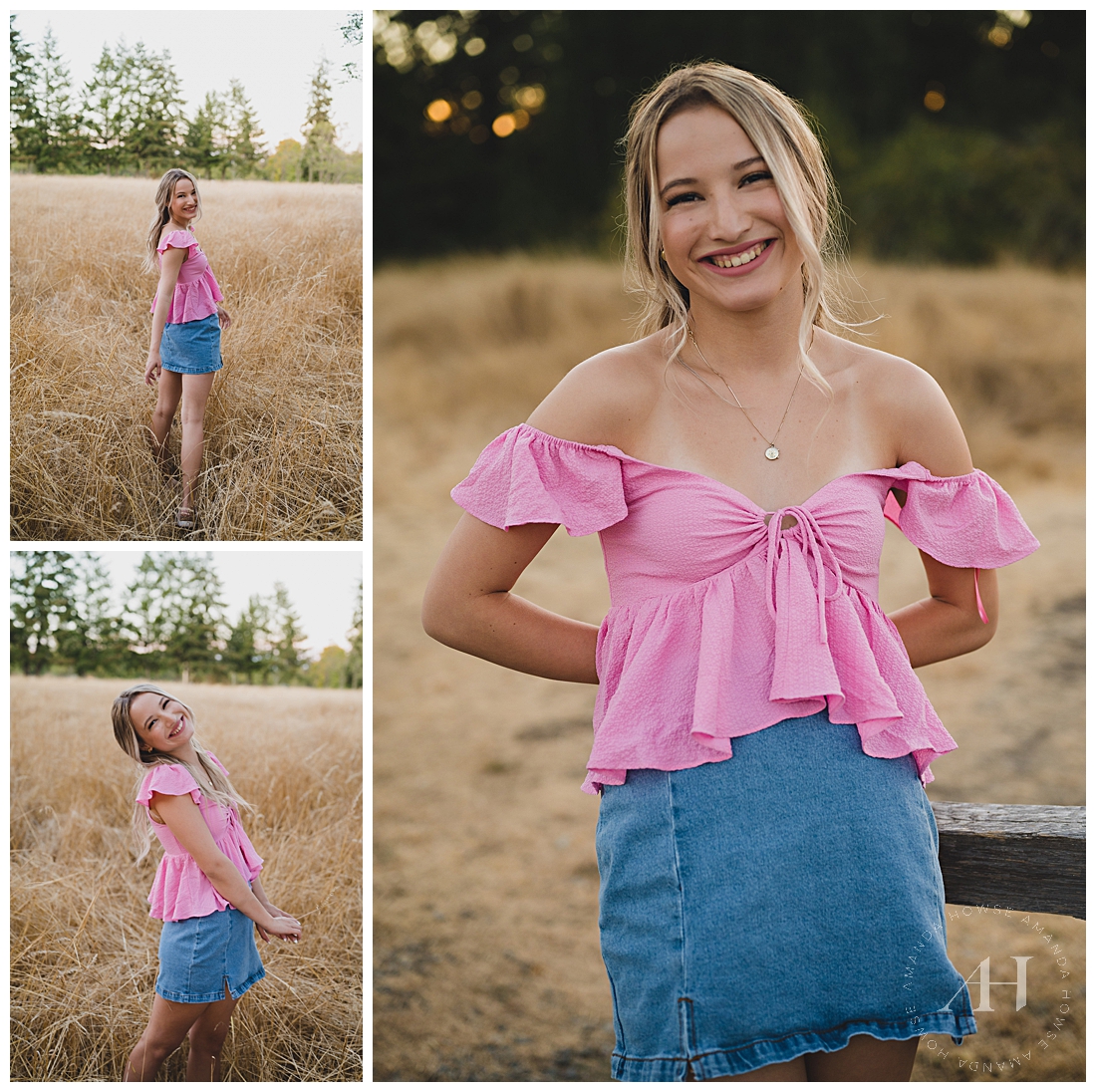 Cute, Rustic Senior Portraits in Grass Field | Photographed by the Best Tacoma, Washington Senior Photographer Amanda Howse Photography