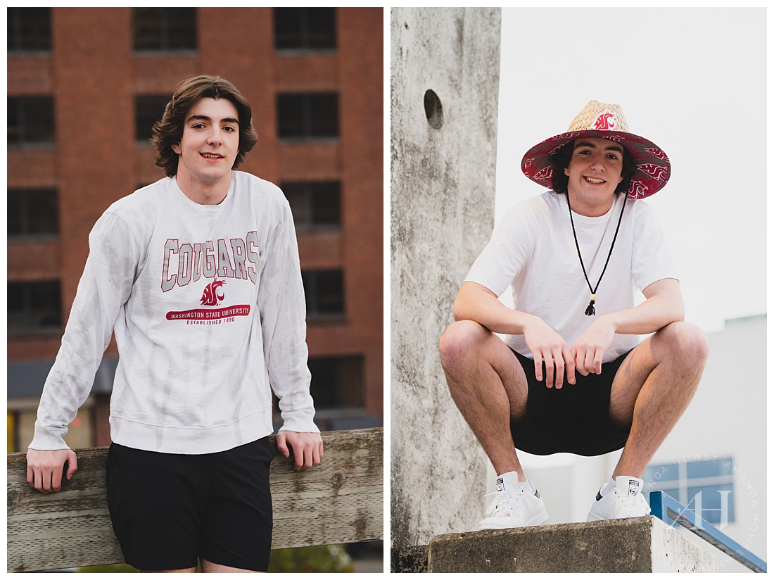 Senior Photos with Coug Gear | Photoshoot Accessories for Guys | Photographed by the Best Tacoma, Washington Senior Photographer Amanda Howse Photography