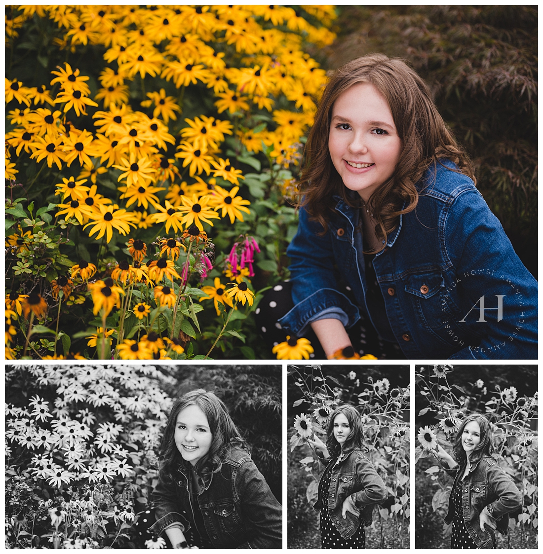 Mercer Island Springtime Senior Session | Sunflowers and Rudbeckia | Photographed by the Best Tacoma, Washington Senior Photographer Amanda Howse Photography