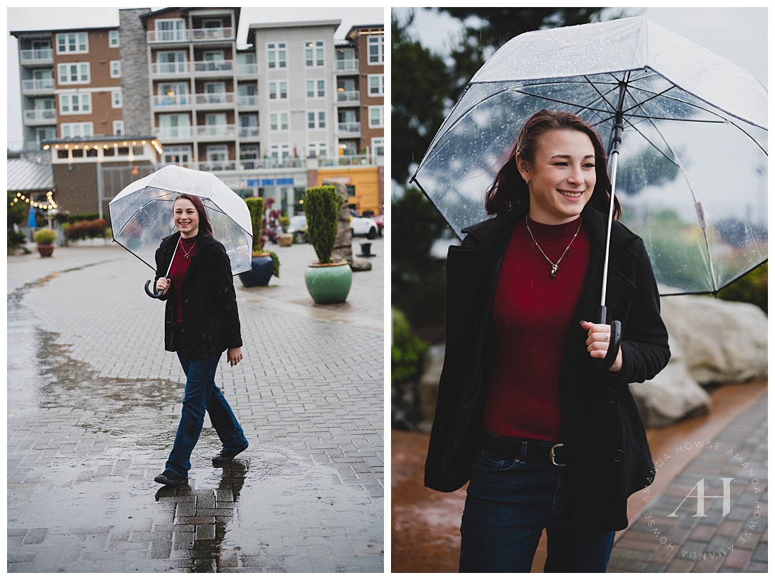Cute PNW Senior Portraits with Umbrella | Photographed by the Best Tacoma, Washington Senior Photographer Amanda Howse Photography