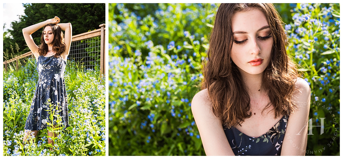 Blue and Green Springtime Photos in the Flowers | Photographed by the Best Tacoma, Washington Senior Photographer Amanda Howse Photography