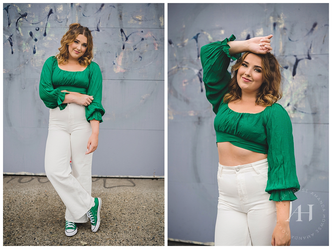What to Wear Senior Portraits | Emerald Green Converse | Photographed by the Best Tacoma, Washington Senior Photographer Amanda Howse Photography