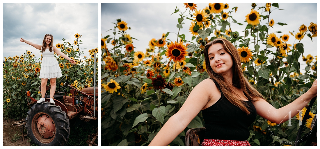 Cute Poses For Summer Portraits with Sunflowers | Photographed by the Best Tacoma, Washington Senior Photographer Amanda Howse Photography