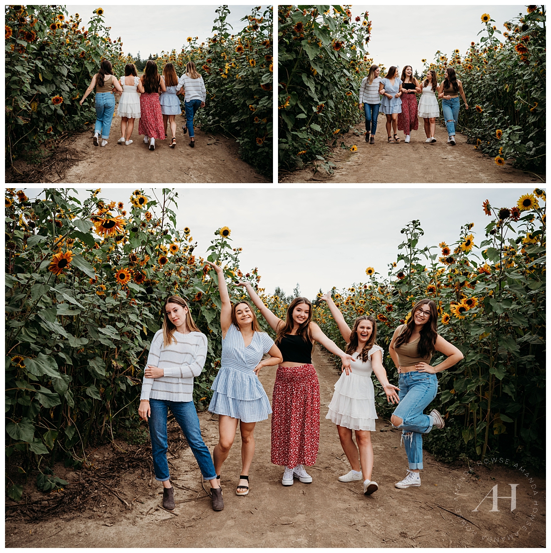 PNW High School Model Team Portraits | Field of Sunflowers | Photographed by the Best Tacoma, Washington Senior Photographer Amanda Howse Photography