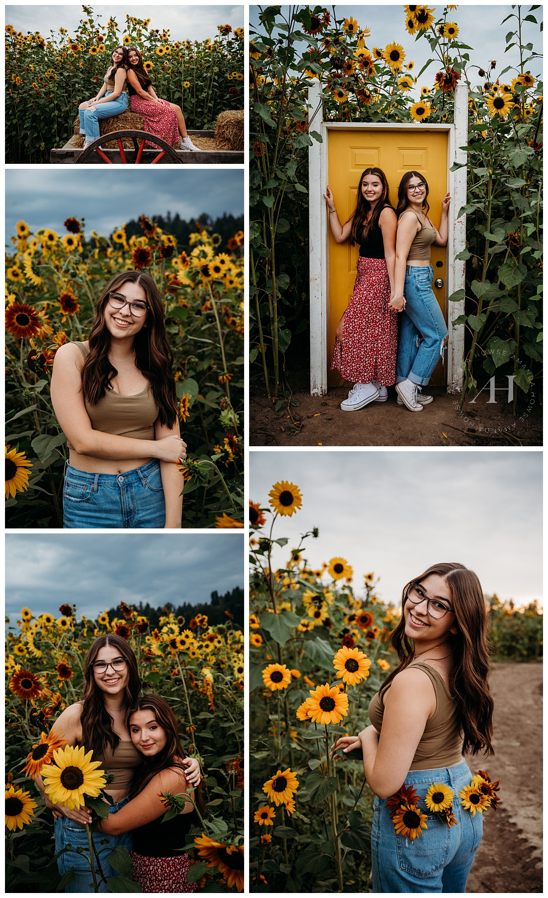Hazy Sunflower BFF Photos | Photographed by the Best Tacoma, Washington Senior Photographer Amanda Howse Photography
