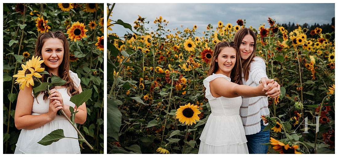 BFF and Sunflowers | Model Team Class of 2023 | Photographed by the Best Tacoma, Washington Senior Photographer Amanda Howse Photography