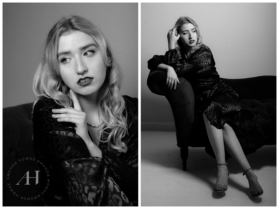 Old Hollywood Inspired Portraits in Black and White | Photographed by Tacoma's Best Photographer Amanda Howse
