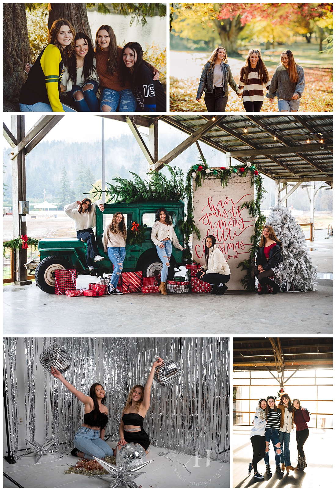 Wintertime Model Team Photo Collage | PNW Winter Portraits | Photographed by the Best Tacoma, Washington Senior Photographer Amanda Howse Photography