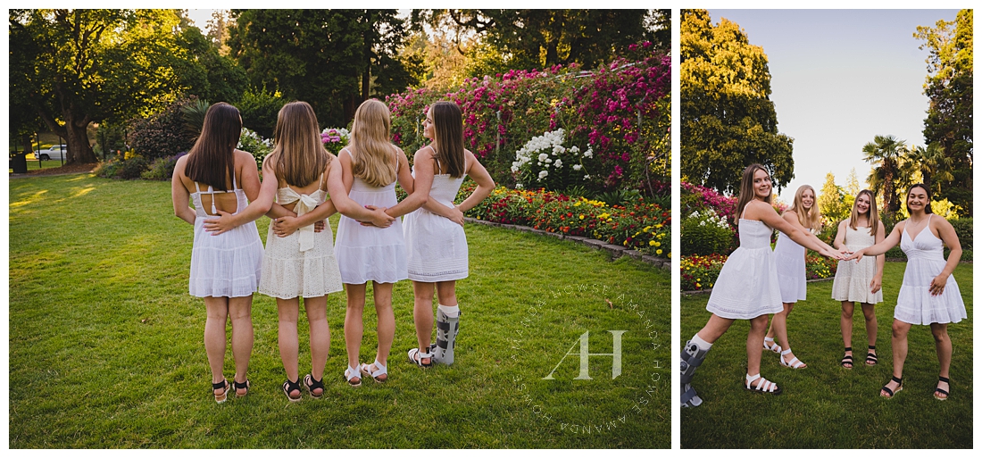 Outdoor Senior Friend Portraits in White Sundresses | Photographed by the Best Tacoma, Washington Senior Photographer Amanda Howse Photography