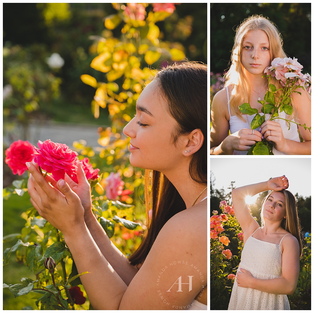 Sunny Senior Portraits in PNW Rose Gardens | Photographed by the Best Tacoma, Washington Senior Photographer Amanda Howse Photography