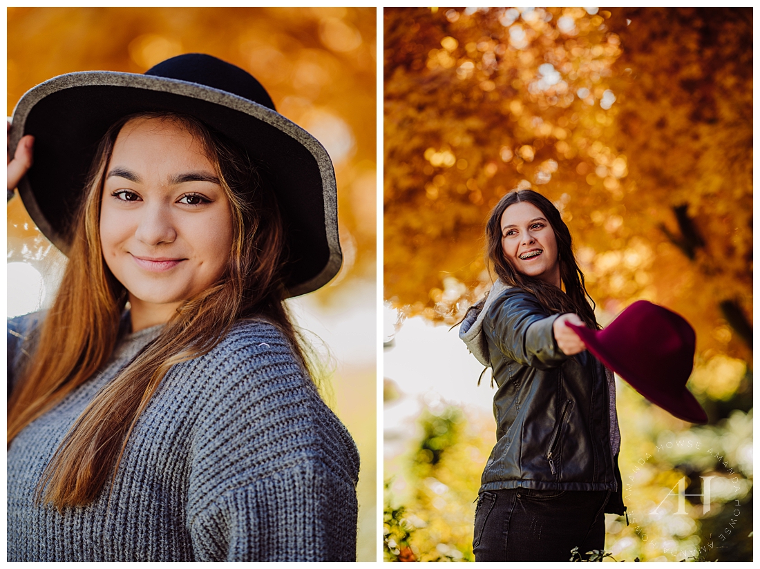 Fun Fall Portraits with AHP Seniors | Knit Sweaters and Floppy Hats | Photographed by the Best Tacoma, Washington Senior Photographer Amanda Howse Photography