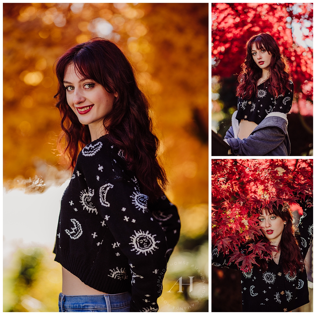 Red and Orange Fall Background Ideas For Senior Photos | Photographed by the Best Tacoma, Washington Senior Photographer Amanda Howse Photography