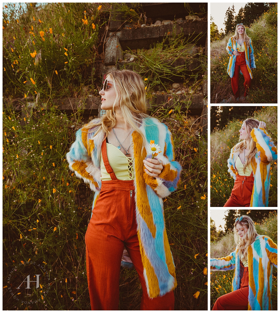 Wildflower Styled Shoot with Groovy Fuzzy Jacket | '70s Fit Ideas | Photographed by the Best Tacoma, Washington Senior Photographer Amanda Howse Photography