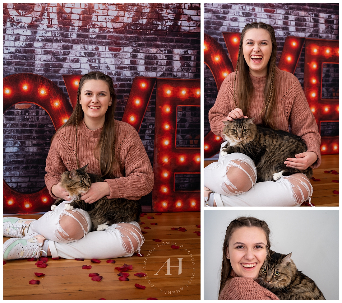 Creative and Cute V-Day Portrait Session with Furry Friends | Photographed by the Best Tacoma Washington Senior Photographer Amanda Howse Photography