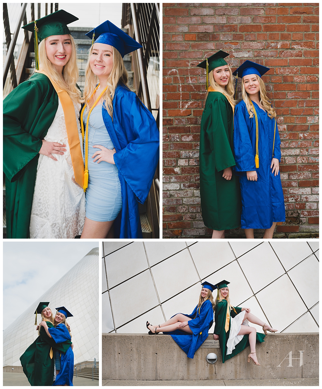 BFF Senior Cap and Gown Portrait Ideas in Tacoma | How To Get the Most Out of Your Graduation Gown | Photographed by the Best Tacoma Senior Portrait Photographer Amanda Howse