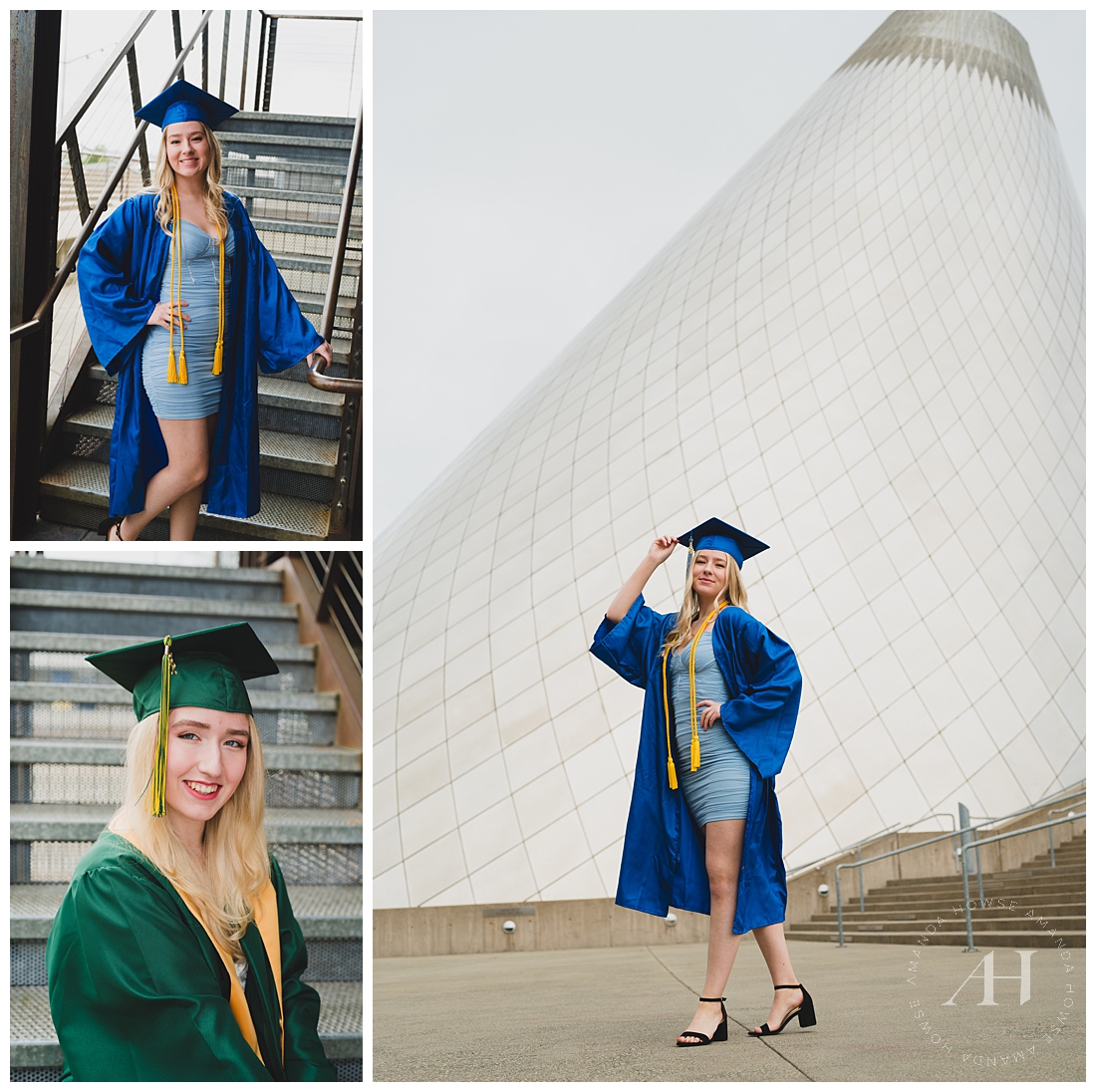 Modern City Cap and Gown Portraits at Tacoma Museum of Glass | Photographed by the Best Tacoma Senior Portrait Photographer Amanda Howse