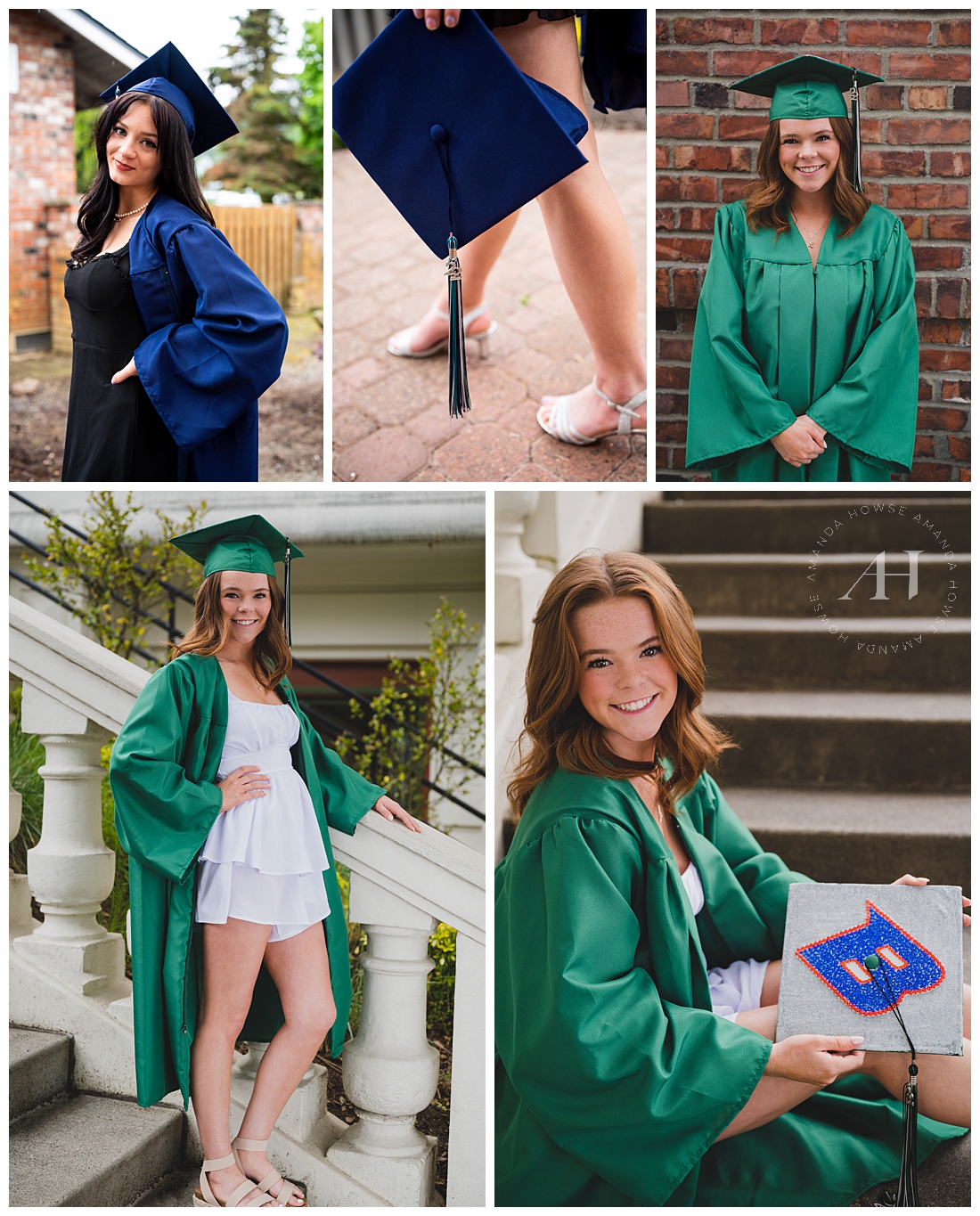 Outdoor Senior Cap and Gown Photos with Cool Backgrounds | Spanish Steps Senior Portraits | Photographed by the Best Tacoma Senior Portrait Photographer Amanda Howse