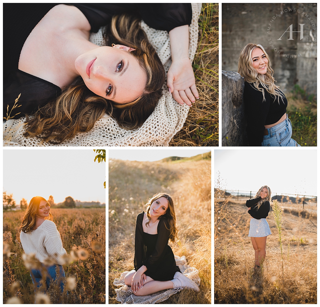 Sunny Summertime Senior Portraits in Rustic PNW Field | Stunning Outdoor Senior Portrait Locations in WA | Photographed by the Best Tacoma Senior Portrait Photographer Amanda Howse