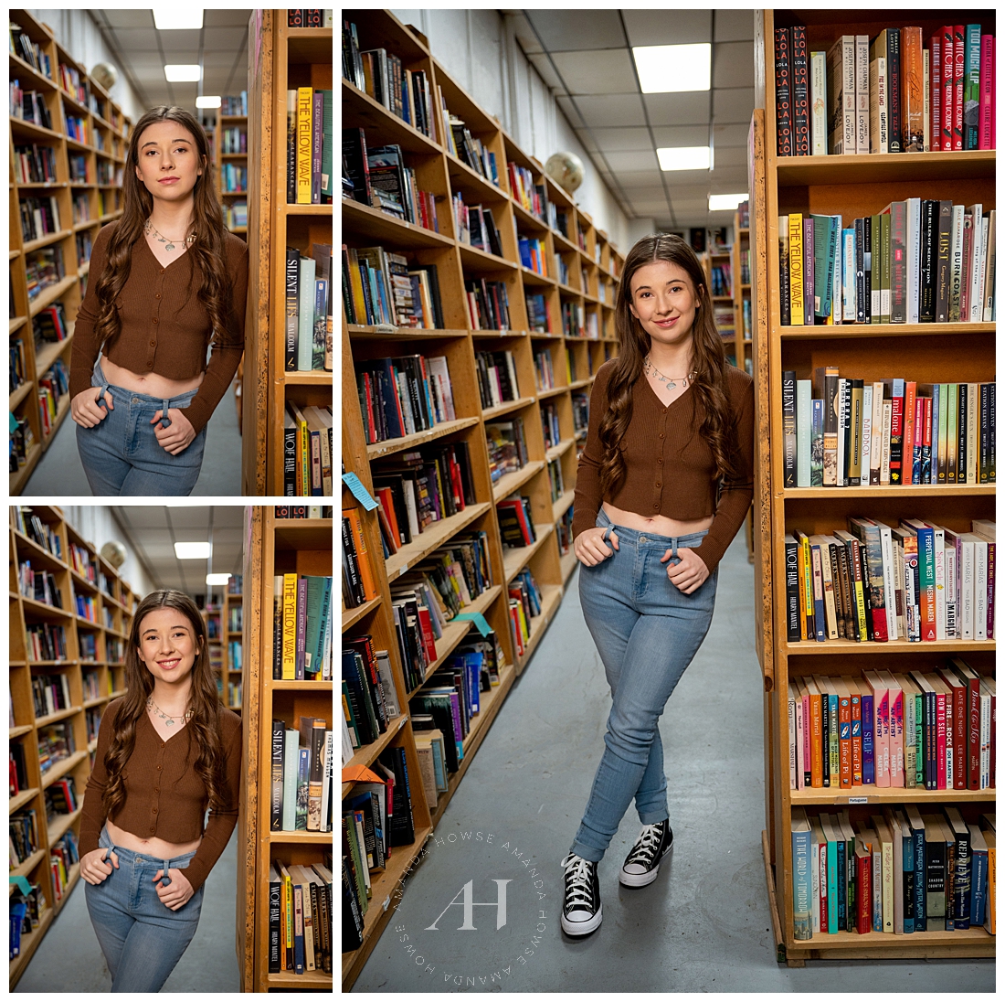 King's Books Senior Portraits | Cute and Casual Outfit Ideas with Converse and Sweater | Photographed by the best Tacoma, Washington Senior Photographer Amanda Howse