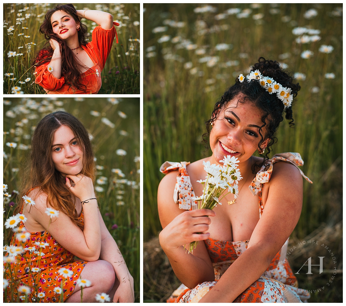 Sunny Springtime Senior Portraits | White Wildflowers | Photographed by the Best Tacoma, Washington Senior Photographer Amanda Howse Photography