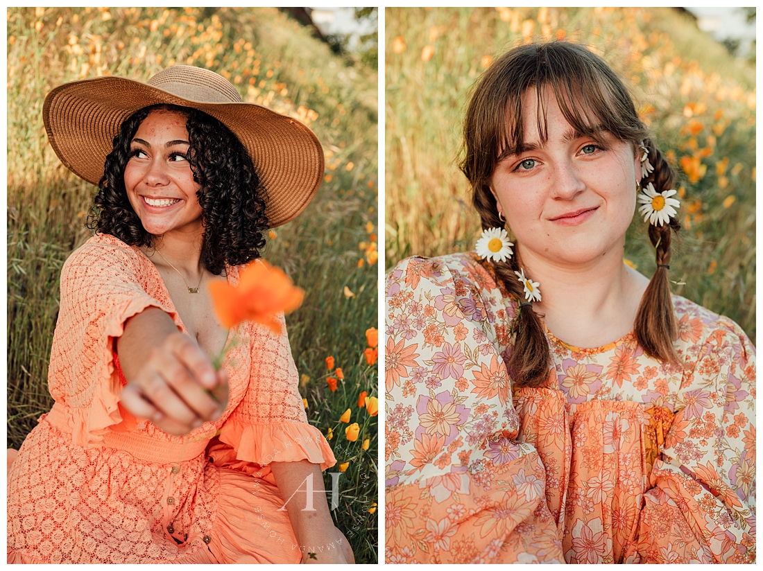 Orange Wildflower Portraits Near Seattle | Photographed by the Best Tacoma, Washington Senior Photographer Amanda Howse Photography
