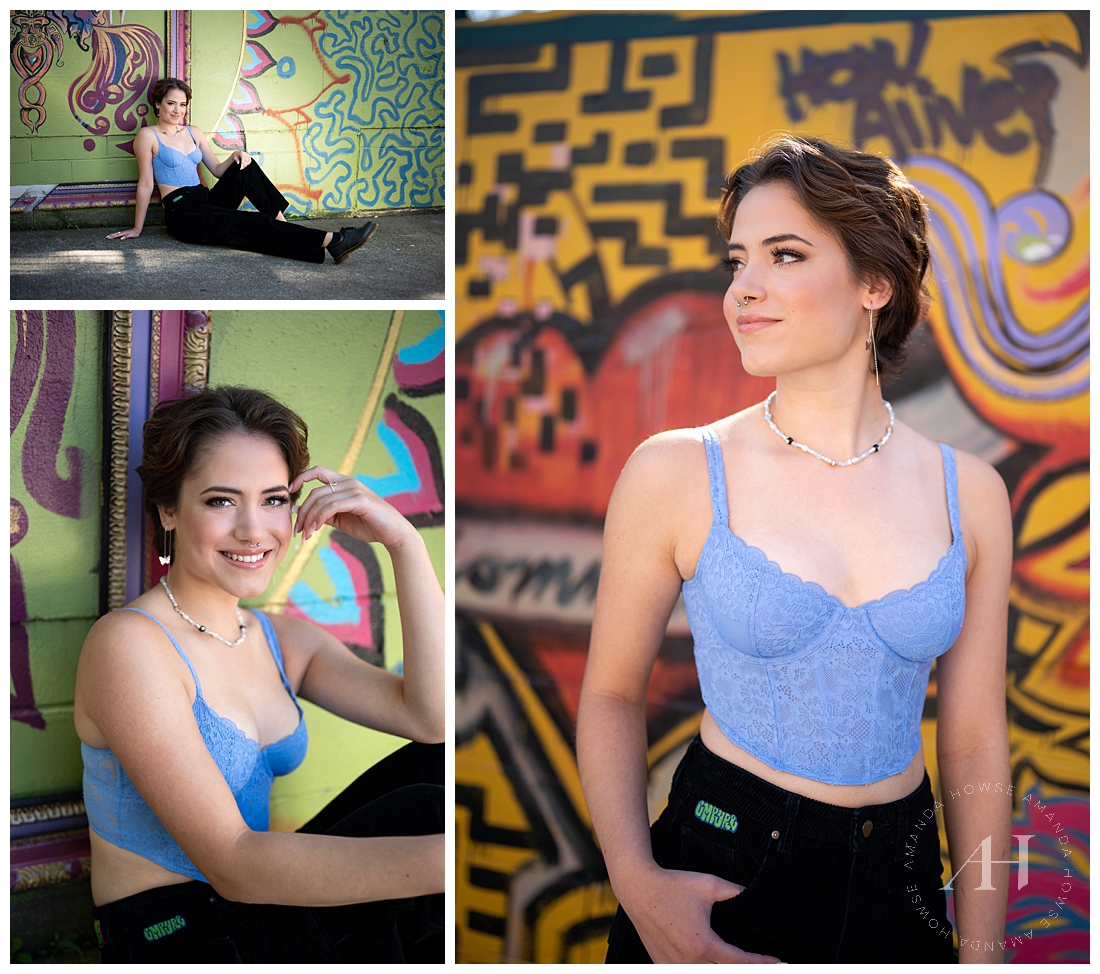 Downtown Tacoma Artwork Senior Photos | Senior Portraits with Street Art Murals | Photographed by the best Tacoma, Washington Senior Photographer Amanda Howse