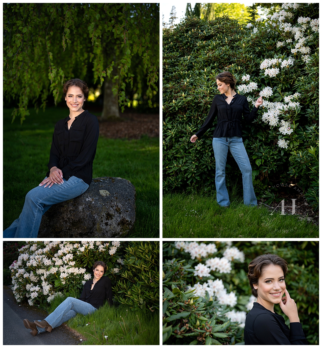 Senior Portrait Pose Ideas in the Flower Gardens | Photographed by the best Tacoma, Washington Senior Photographer Amanda Howse