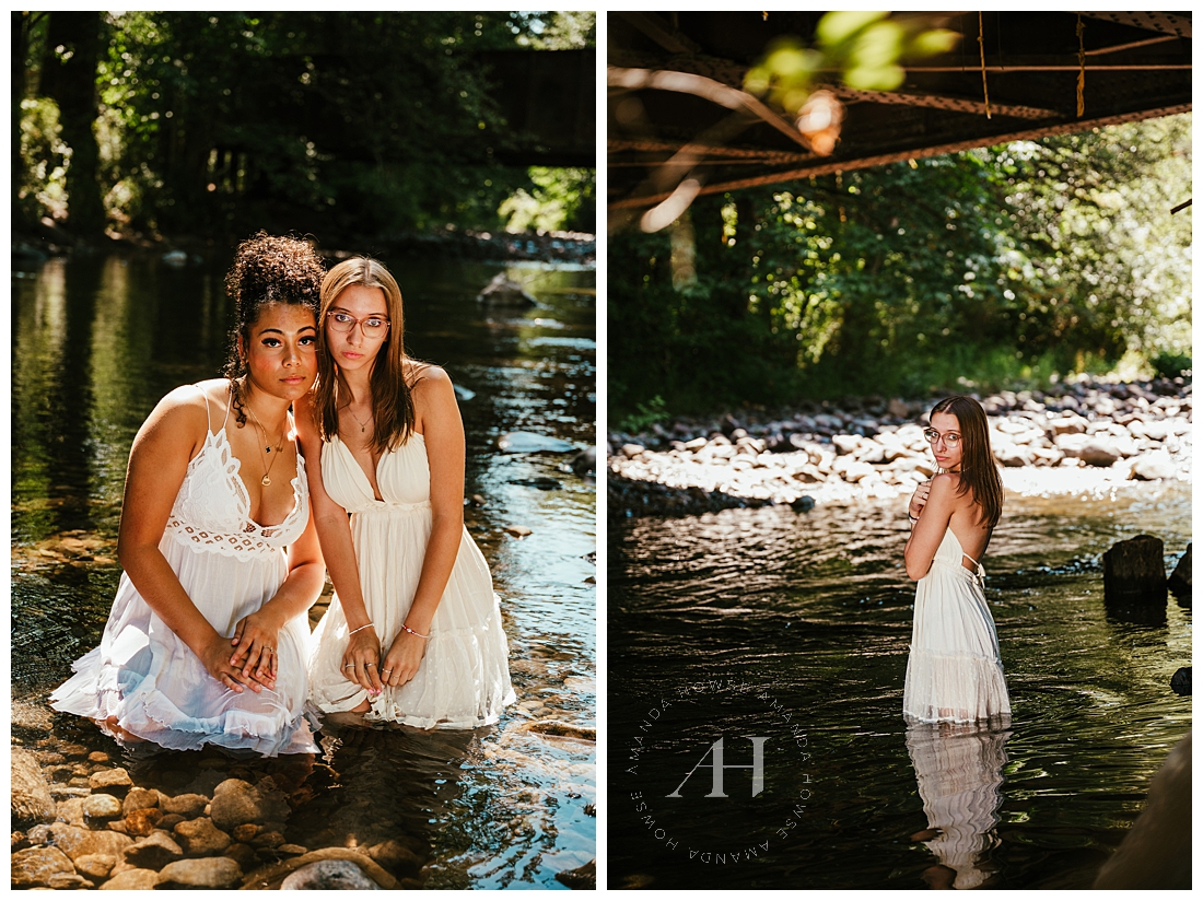 White River Shoot in Flowy Sundresses | AHP Model Team Class of 2024 | Photographed by the Best Tacoma, Washington Senior Photographer Amanda Howse Photography