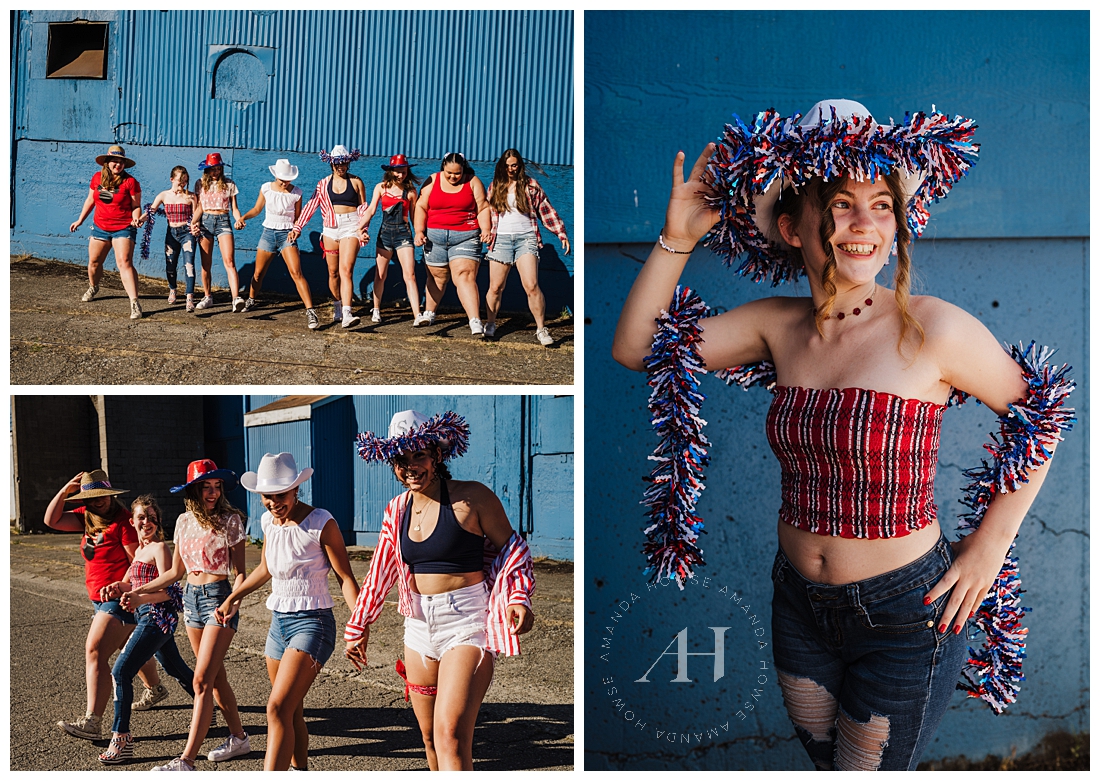 Model Team Portraits with 4th of July Props and Party Decorations | Photographed by the Best Tacoma, Washington Senior Photographer Amanda Howse Photography