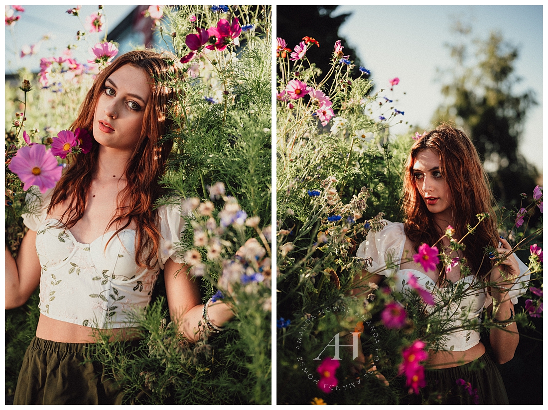Senior Portrait Location Scouting with Field of Wildflowers | Photographed by the Best Tacoma, Washington Senior Photographer Amanda Howse Photography