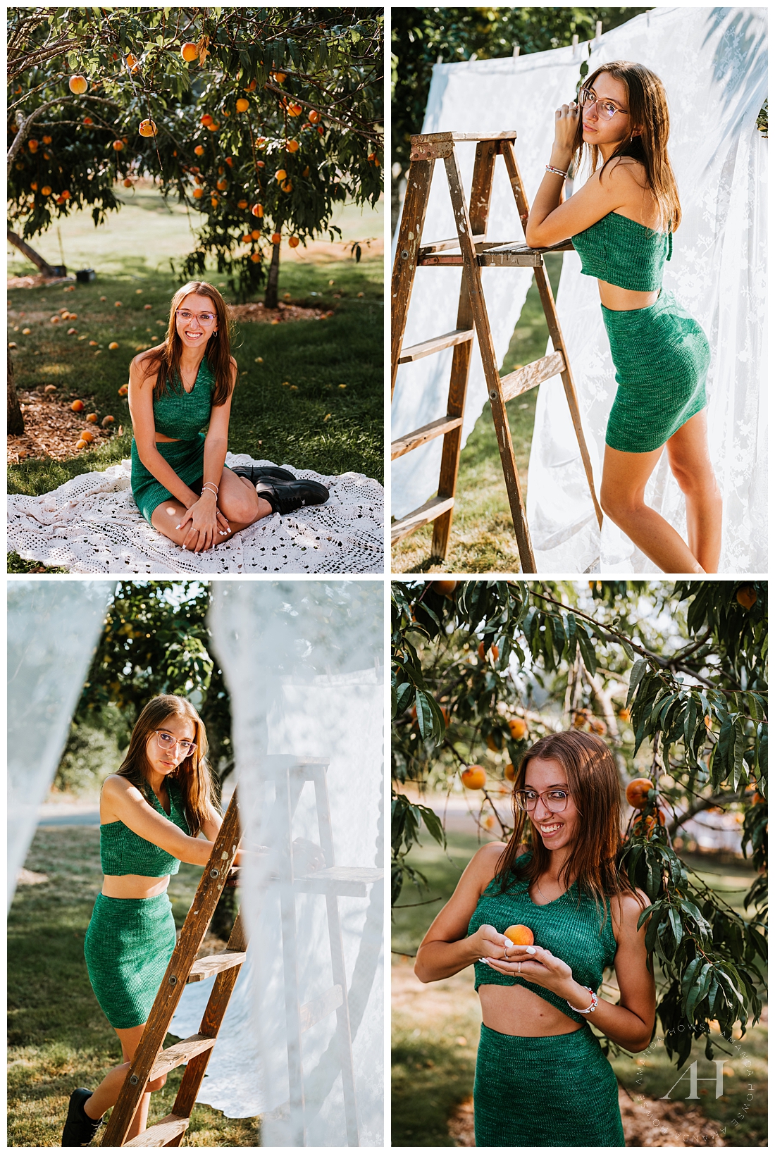 Class of 2024 Model Team End of Summer Shoot | Green Dress and White Lace | Photographed by the Best Tacoma, Washington Senior Photographer Amanda Howse Photography