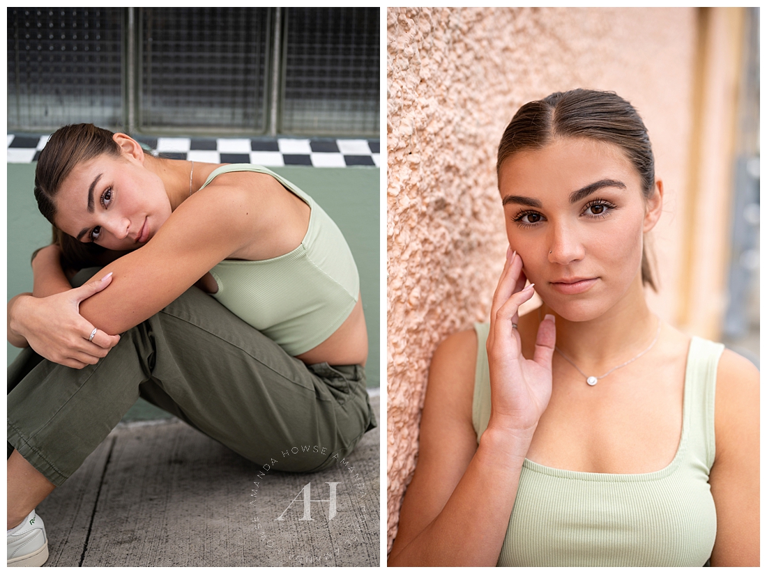 Casual and Trendy Outfit Ideas For Seniors Who Love Green | Class of 2024 Inspo | Portraits by Amanda Howse Photography 