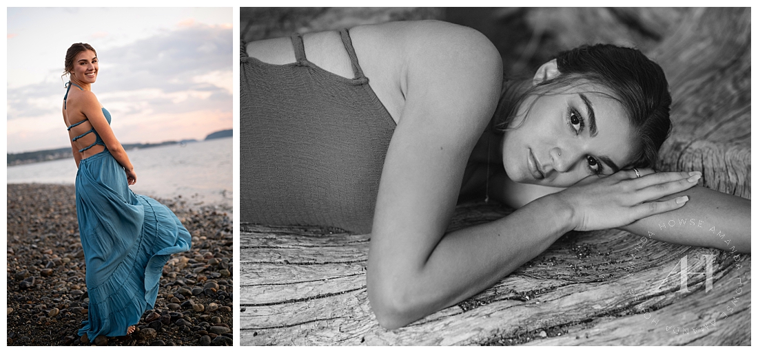 Dreamy Beach Portrait Inspiration in Black and White | Class of 2024 Seniors | By Amanda Howse Photography 