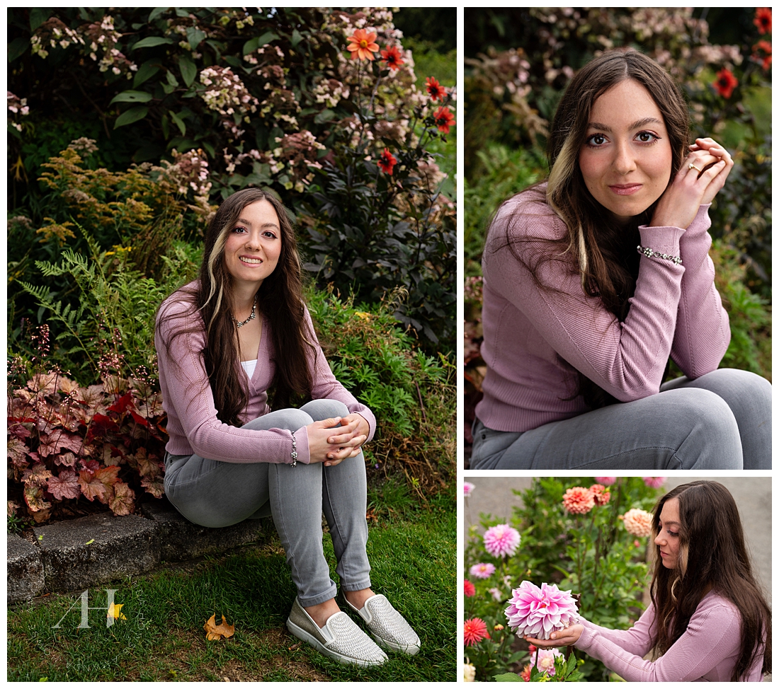 Relaxed Pose Ideas For Outdoor Senior Photos | Rose Garden Portraits | Photos by Amanda Howse Photography | Best Senior Photographer in Tacoma 