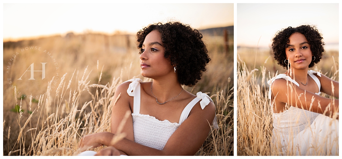 Dunes Park Senior Portraits | White Sundress and Tall Dried Grass | Amanda Howse Photography 