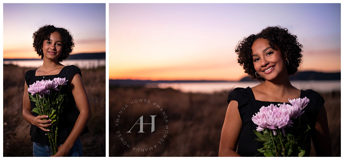 Dark Blue Sky Sunset Senior Portraits at the Beach | Amanda Howse Photography Class of 2024 Senior 