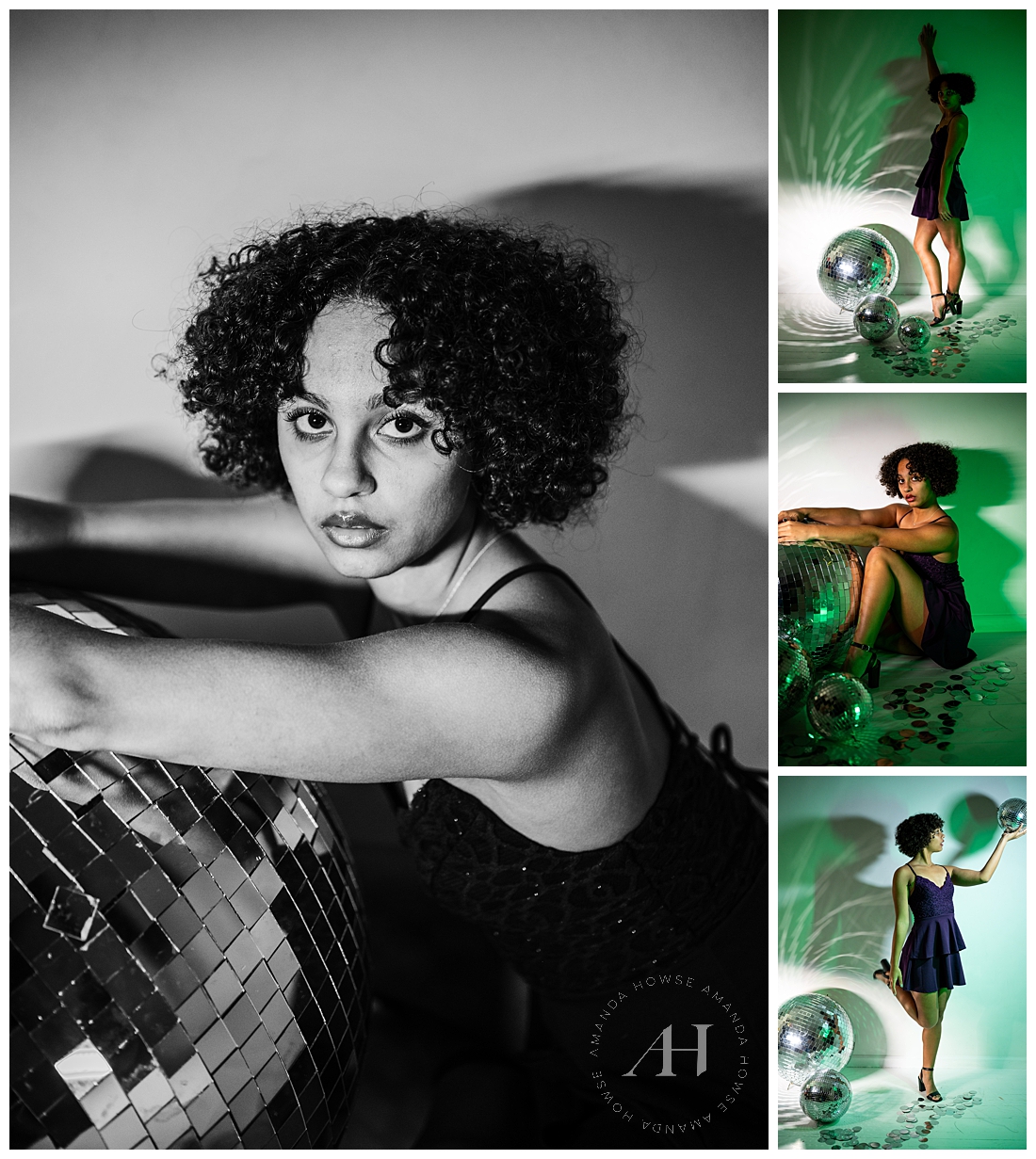 Green and Silver NYE Portraits with Studio Lighting | Amanda Howse Photography 