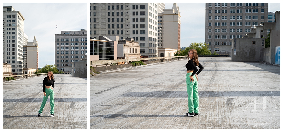 Rooftop Senior Portraits for Grunge Look in Tacoma | AHP Class of 2024