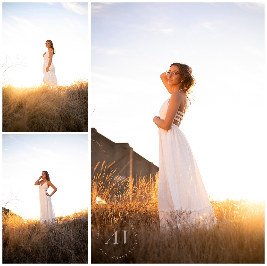 Sunny Senior Photos with Dry Grass and Blue Skies | Amanda Howse Photography