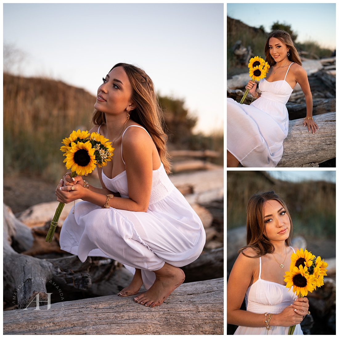 Sunflowers and Sundresses | Summertime Senior Portraits on the Beach | Amanda Howse Photography For High School Seniors 
