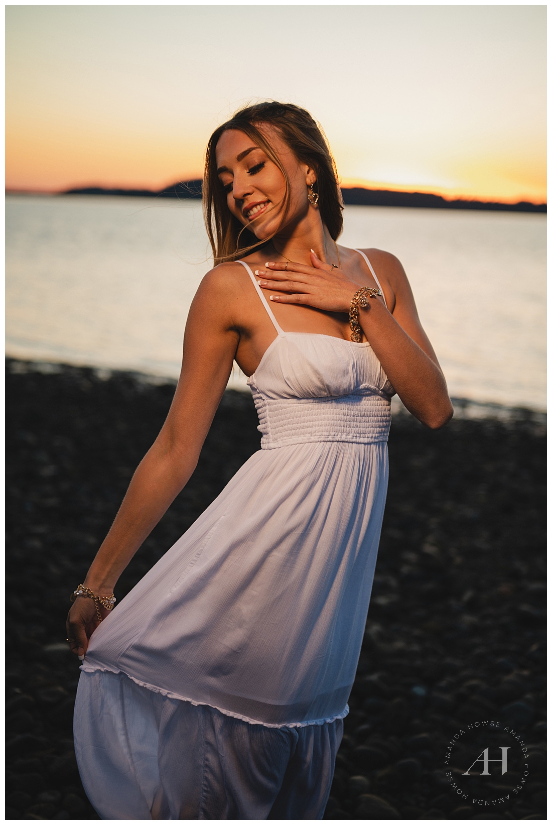 Golden Hour Sunset Beach Portraits at Chambers Bay | PNW Senior Portraits with the Best Senior Photographer, Amanda Howse Photography 