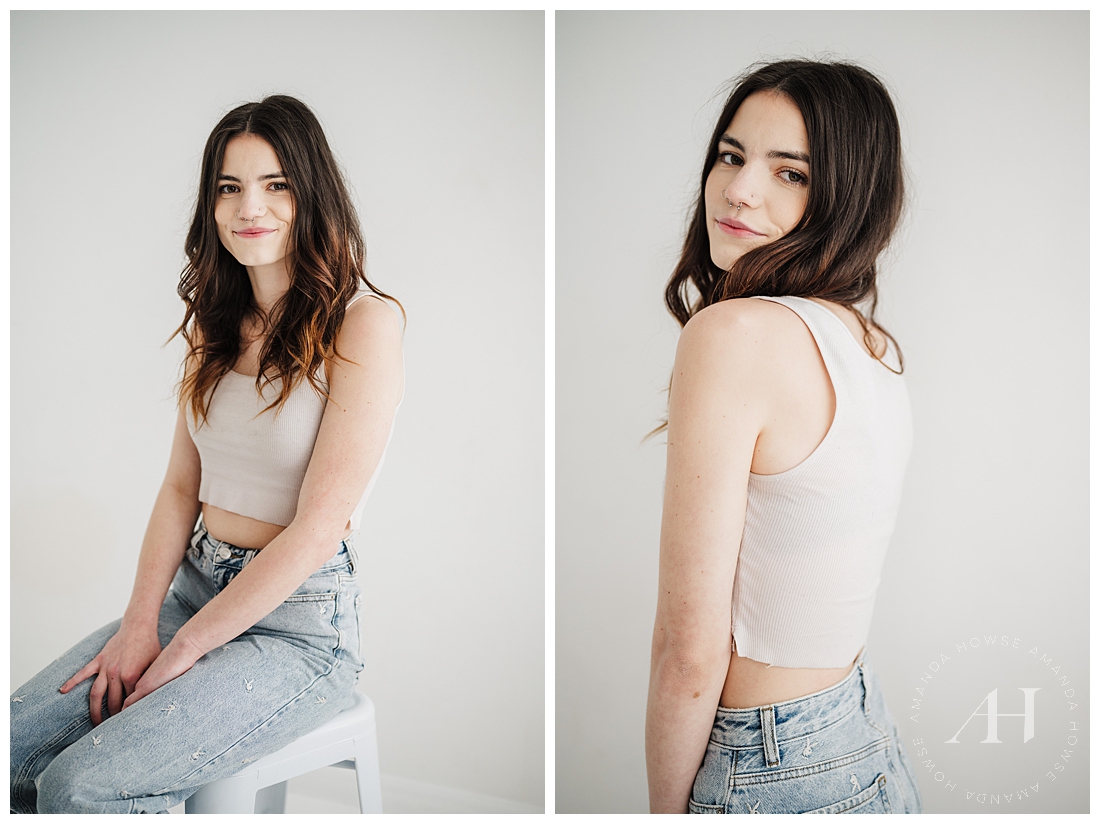 White-Toned Studio Portrait Outfits for Young Adults | Amanda Howse Photography