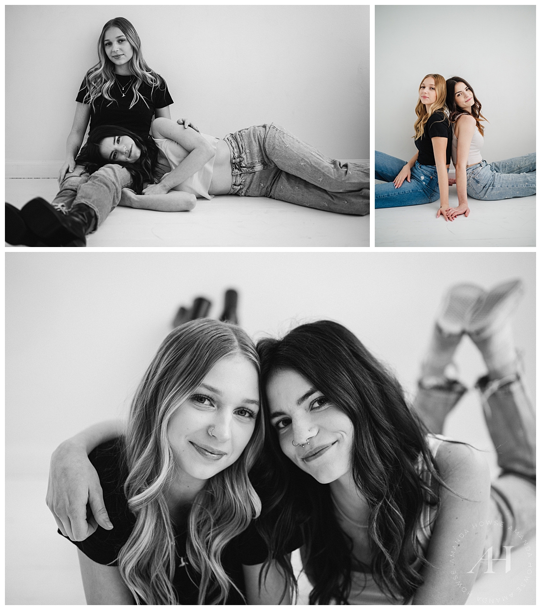 Unique Pose Ideas To Try With Your BFF | Portrait Session at Studio253 | Amanda Howse Photography