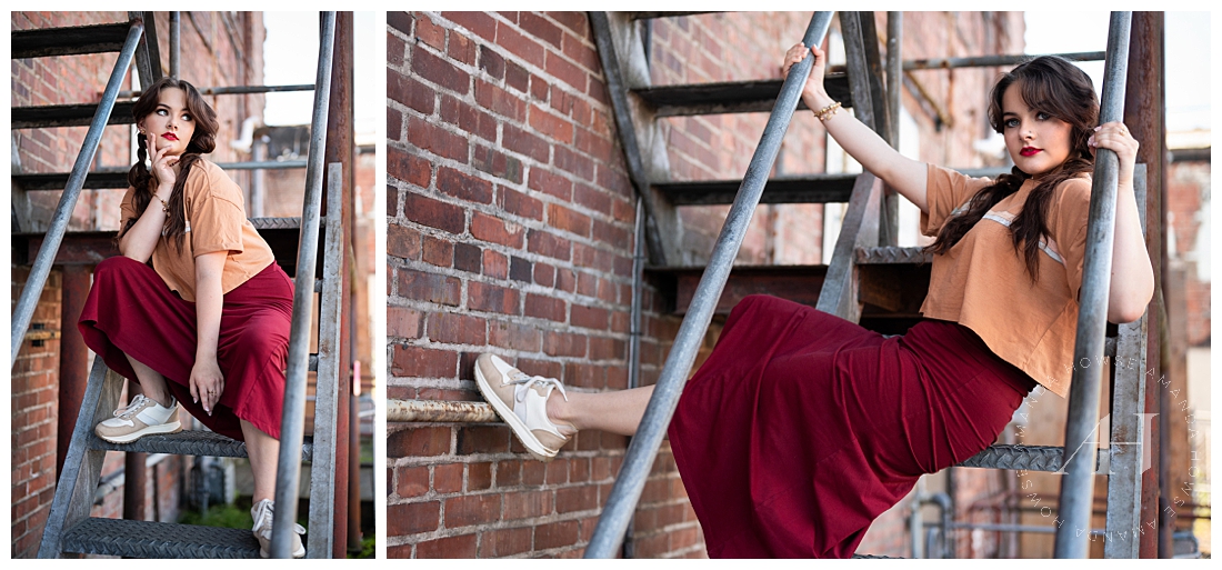 Urban Senior Portraits with Brick Staircase | Casual Senior Style | Amanda Howse Photography