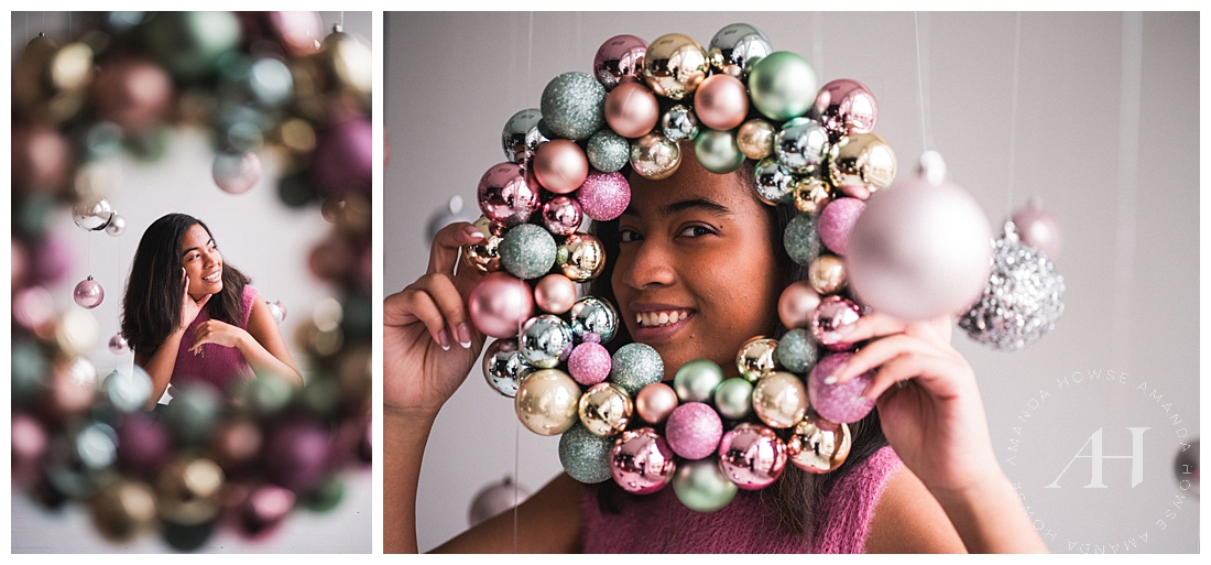 Holiday Wreath Photoshoot For High School Seniors | Amanda Howse Photography | Senior Team