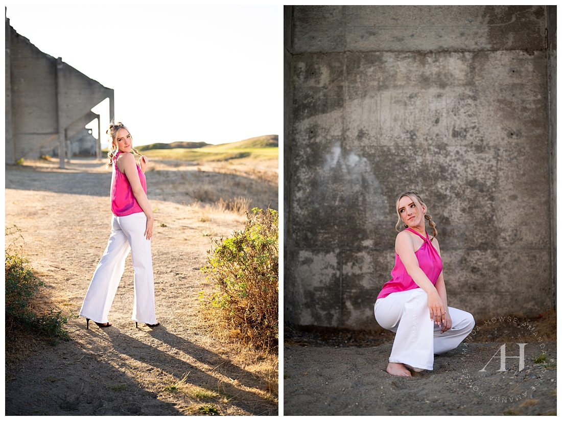 Bold Outfits For Bold High School Seniors | Pink Tank Top and White Jeans | Amanda Howse Photography Outfit Consultation 