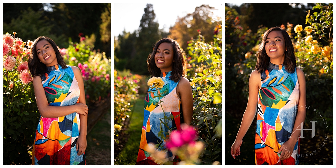 Colorful Senior Portraits at Pt. Defiance Rose Gardens | End of Summer Portrait Session | Amanda Howse Photography, Tacoma, WA. 